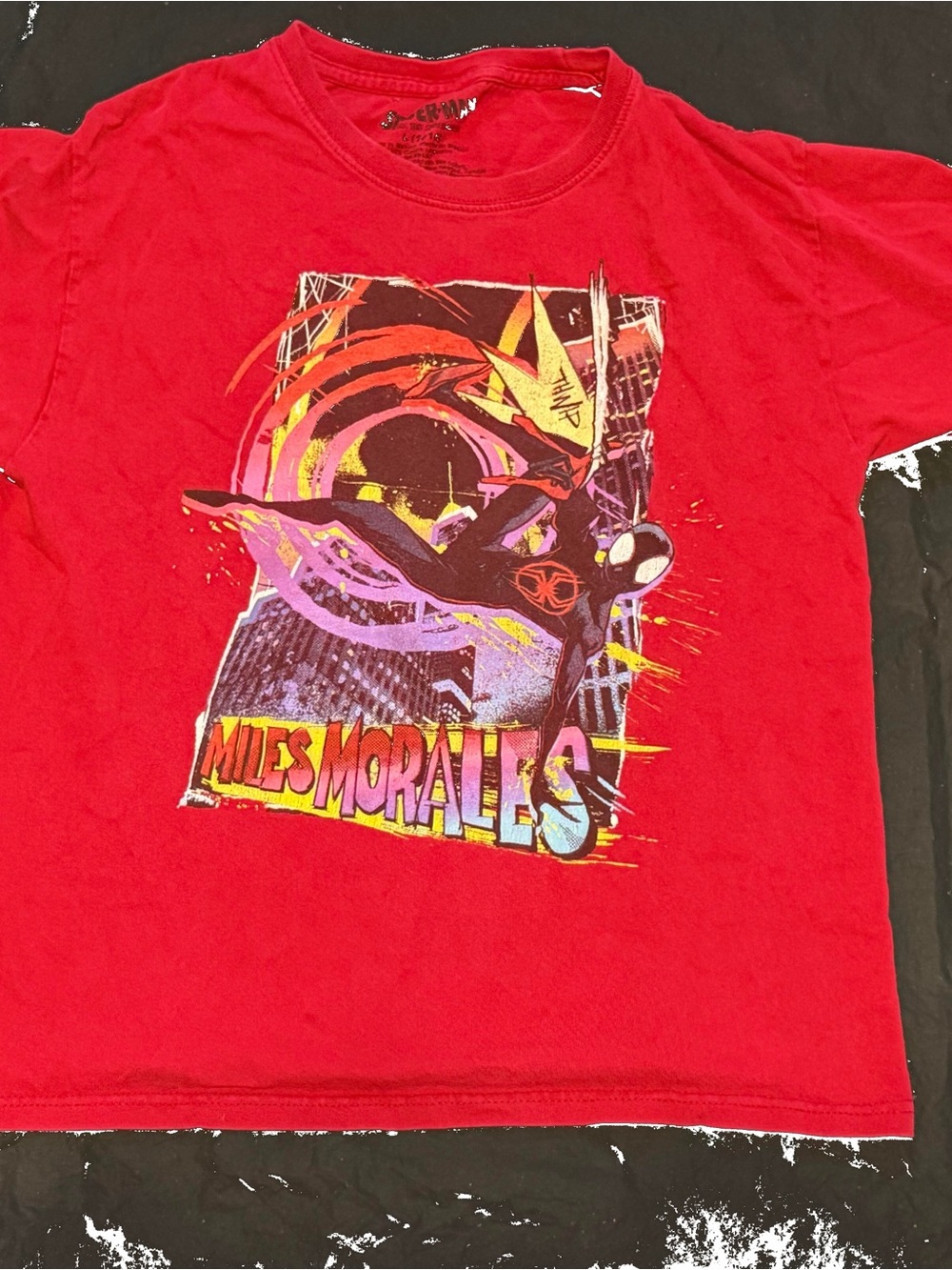 Marvel Spider-Man Miles Morales Graphic Tee Youth L 14/16 Red